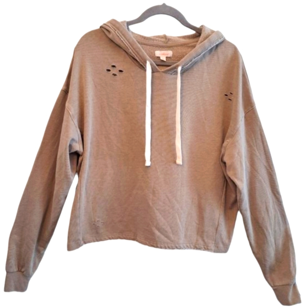 Colsie Distressed Soft Lightweight Hooded Sweatshirt Size XL